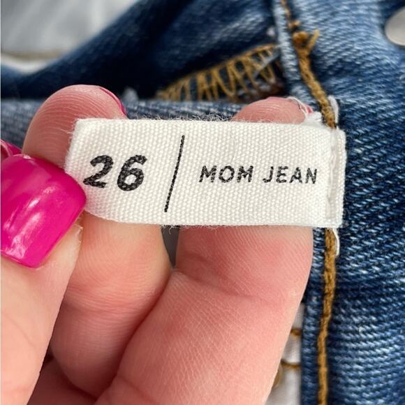 PACSUN High Rise Distressed Straight Leg Mom Jeans Size 26 Indie Grunge Skater - Picture 9 of 10